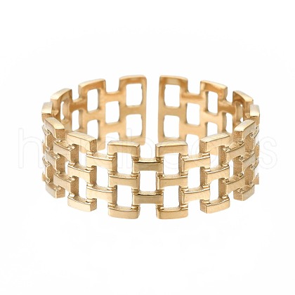 304 Stainless Steel Square Open Cuff Ring RJEW-T023-15G-1