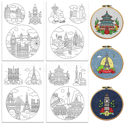 4 Sheets 11.6x8.2 Inch Stick and Stitch Embroidery Patterns DIY-WH0455-197-1