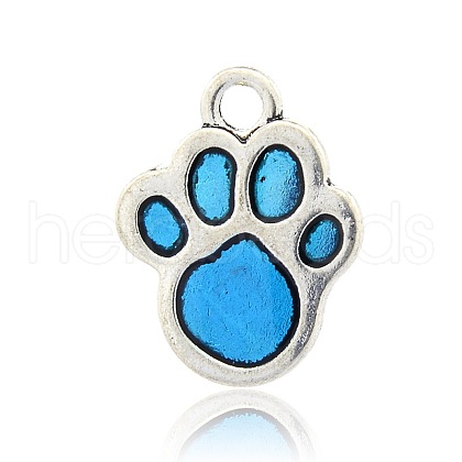 Antique Silver Alloy Enamel Dog Paw Print Pendants ENAM-M023-04-1