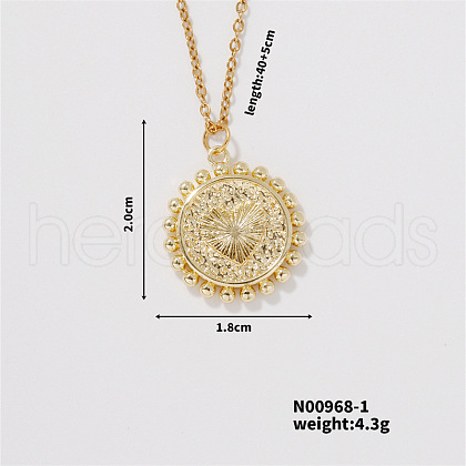 Minimalist Brass Flat Round with Heart Pendant Necklace for Women US8685-1-1
