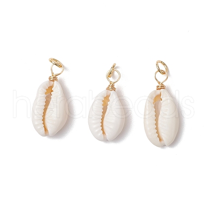 Natural Cowrie Shell Pendants PALLOY-JF03712-02-1