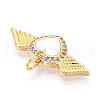 Brass Micro Pave Clear Cubic Zirconia Pendants KK-N268-68G-2