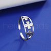 Non-Tarnish 304 Stainless Steel Clover Open Cuff Ring RJEW-F149-04P-5