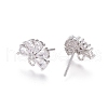 Brass Cubic Zirconia Stud Earring Findings X-EJEW-E257-05P-2