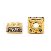 Brass Rhinestone Spacer Beads X-RB-A013-6x6-01G-2