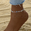 Bohemia Style Alloy Colorful Acrylic Heart Link Chain Anklets WG585A4-02-1