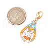 Easter Teadrop Glass Seed Beaded & Alloy Enamel Rabbit Pendant Decorations HJEW-MZ00187-06-3