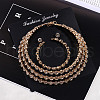 Flat Round Alloy Rhinestone Chain Bracelets & Stud Earrings & Multilayer Chain Necklaces FS-WG65918-01-1