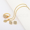 Rhombus Alloy Rhinestone Pendant Necklaces & Stud Earrings & Rings Sets FS-WGFED7A-03-2