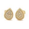 Brass Micro Pave Clear Cubic Zirconia Stud Earrings EJEW-D305-06G-3