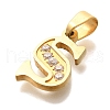 Ion Plating(IP) 304 Stainless Steel Rhinestone Pendants STAS-U035-01G-S-2