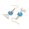 Shell Pearl Beads & Glass Seed Dangle Earrings EJEW-MZ00310-01-4