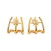 Star Brass Micro Pave Clear Cubic Zirconia Stud Earrings EJEW-B131-02G-4