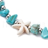 3Pcs 3 Styles Synthetic Turquoise & Natural Magnesite Braided Starfish & Tortoise & Shell Shape Beaded Bracelets BJEW-JB10200-4