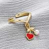 Brass Enamel Open Cuff Rings for Women RJEW-U057-19B-G-1