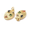 Oval Brass Micro Pave Colorful Cubic Zirconia Pendants KK-G406-31G-3