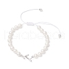 Brass Clear Cubic Zirconia Branch Link Bracelets BJEW-JB11893-2