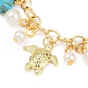 Dyed Synthetic Turquoise Starfish Charm Bracelets BJEW-JB11642-02-3