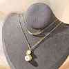 304 Stainless Steel Double Layer Necklaces NJEW-Z061-02G-1