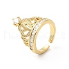Clear Cubic Zirconia Crown Open Cuff Ring RJEW-G262-01G-3