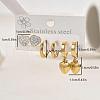 3 Pairs Fashion Stainless Steel Heart Earring Sets JH6323-2-1