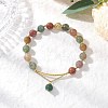 Natural Indian Agate Round Beaded Bracelets BJEW-JB11925-01-1