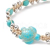 Synthetic Turquoise(Dyed) Tortoise & Brass Round Braided Bead Bracelet BJEW-TA00189-01-4