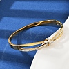 201 Stainless Steel with Rhinestone Bangles for Women BJEW-B138-03G-2