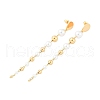 Brass ABS Plastic Pearl Tassel Stud Earrings EJEW-U040-17G-4