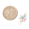 Dyed Natural Freshwater Shell Copper Wire Wrapped Rainbow Color Flower Connector Charms PALLOY-JF03768-02-2