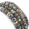 4Pcs 4 Style Natural Larvikite & Synthetic Hematite Stretch Bracelets Set with Cubic Zirconia Column Beaded BJEW-JB08830-5