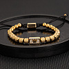 304 Stainless Steel Micro Pave Cubic Zirconia Braided Beads Bracelets WG0F93D-18-1