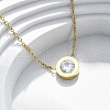 Flat Round 304 Stainless Steel Cubic Zirconia Pendant Necklaces & Bracelets & Stud Earrings Sets for Women SJEW-C004-19G-2