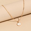 Alloy White Enamel Disc with Initial Pendant Necklaces for Women WG552C5-19-1