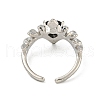 Heart Zinc Alloy with Resin Cuff Rings for Women RJEW-Z048-05P-3