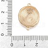 Brass Enamel & Natural Pearl Flat Round with Flower Connector Charms KK-K351-50G-01-3