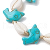 Natural Shell & Synthetic Turquoise Braided Bead Bracelets AJEW-AN00562-01-3