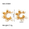 C-Shaped 304 Stainless Steel Plastic Imitation Pearl Stud Earrings FS-WG0BD3D-03-1