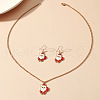 Christmas Theme Alloy Enamel Pendant Necklaces & Dangle Earrings Sets for Women WGFE393-04-1
