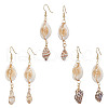 3Pairs Brass & Shell Dangle Earrings EJEW-JE06323-2