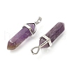 2Pcs Natural Amethyst Double Terminated Pointed Pendants G-YW0002-05B-1