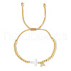 Brass Round Bead Braided Bead Bracelets VB3830-1-4