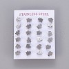 304 Stainless Steel Kitten Stud Earrings EJEW-F227-08P-3