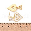 Heart Brass Micro Pave Clear Cubic Zirconia Dangle Stud Earrings KK-D363-12D-G-3