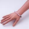 Natural Rose Quartz & Lava Rock Beaded Stretch Bracelets BJEW-JB02703-01-2