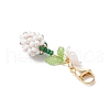 Flower Bud Glass Pearl & Seed Beads Pendant Decorations HJEW-MZ00275-6