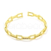 Horseshoe Brass Micro Pave Clear Cubic Zirconia Open Cuff Bangles for Women BJEW-Z062-03A-2