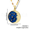 Brass Shiny Clear Cubic Zirconia & Blue Enamel Pendant Necklaces for Women JZ5405-1-2