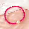 Glass Seed Bead & Imitation Pearl Stretch Bracelets for Women YV3713-3