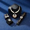 Flat Round Alloy Pendant Necklaces & Stud Dangle Earrings & Link Bracelet & Rings Sets WGF76D9-07-1